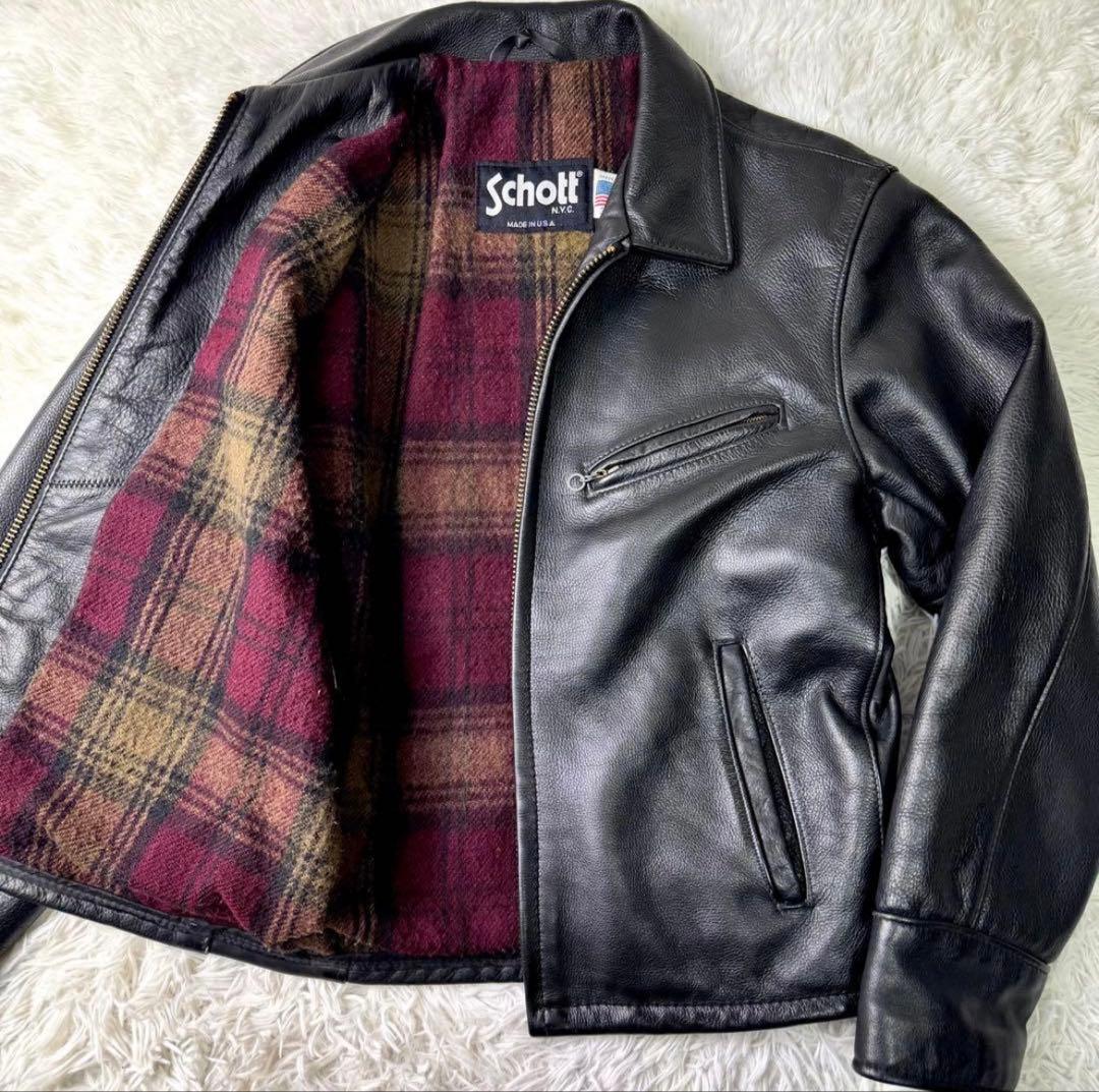 【Schott】 黒 レザージャケット38 米国製