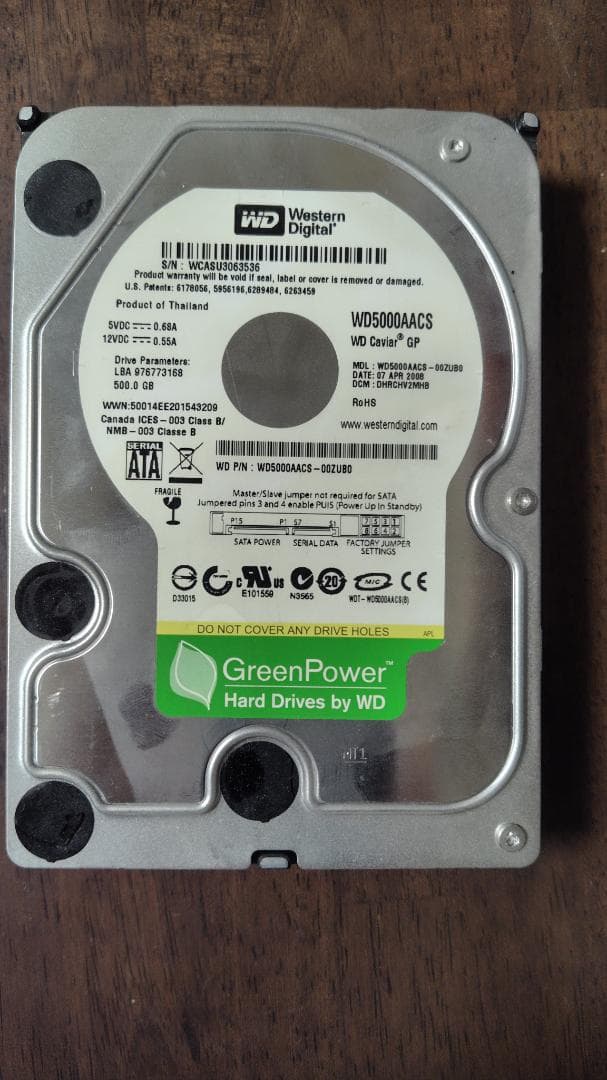 外付けハードディスク・ドライブ Western Digital WD5000AACS 500GB HDD