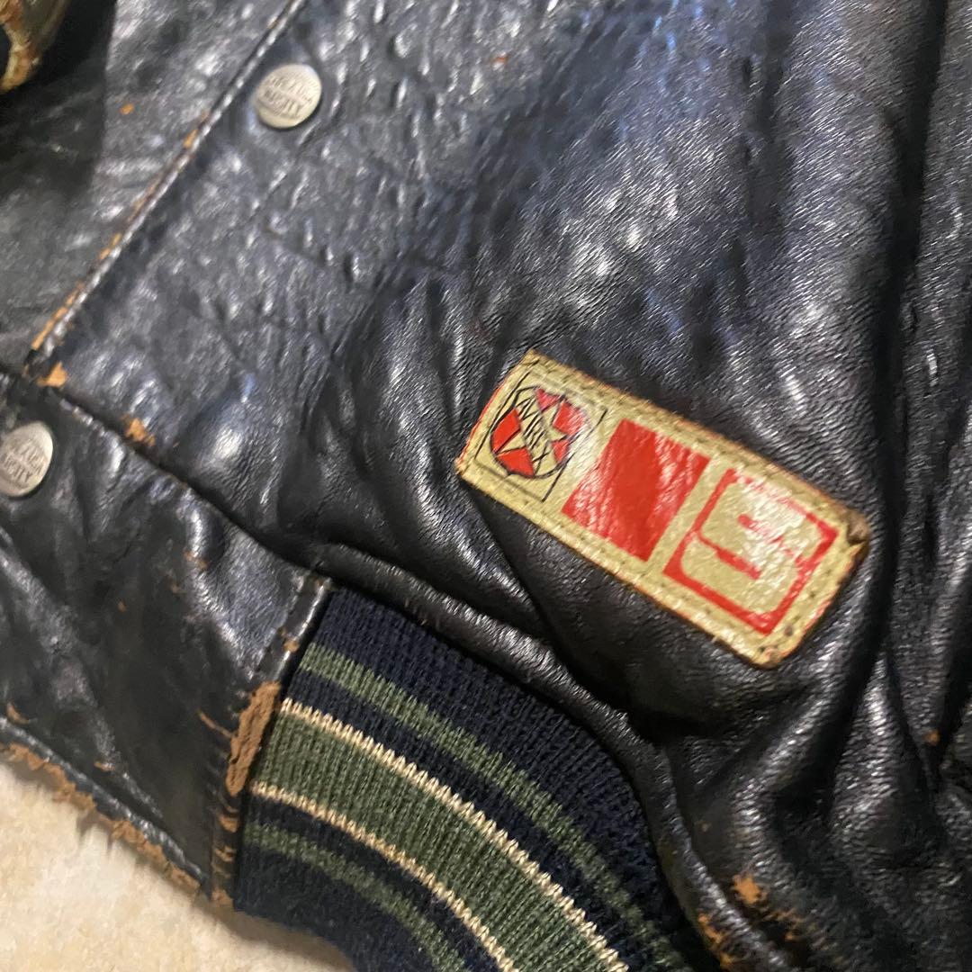 70's 80s avirex leather varsity jacket短丈