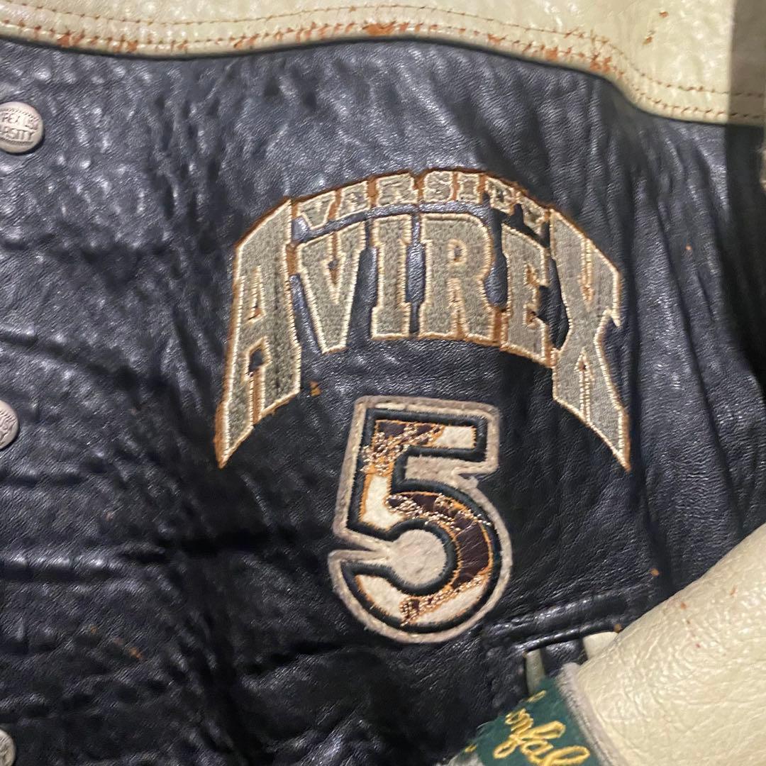 70's 80s avirex leather varsity jacket短丈