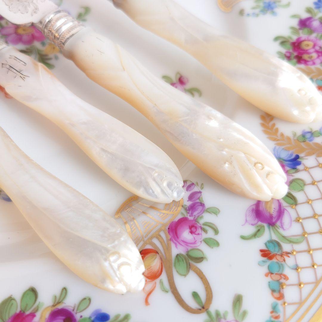 訳あり　白蝶貝　カトラリー　ナイフ　フォーク　マザーオブパール　アンティーク