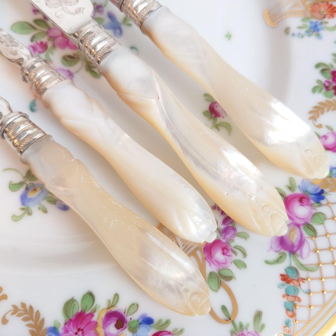 訳あり　白蝶貝　カトラリー　ナイフ　フォーク　マザーオブパール　アンティーク