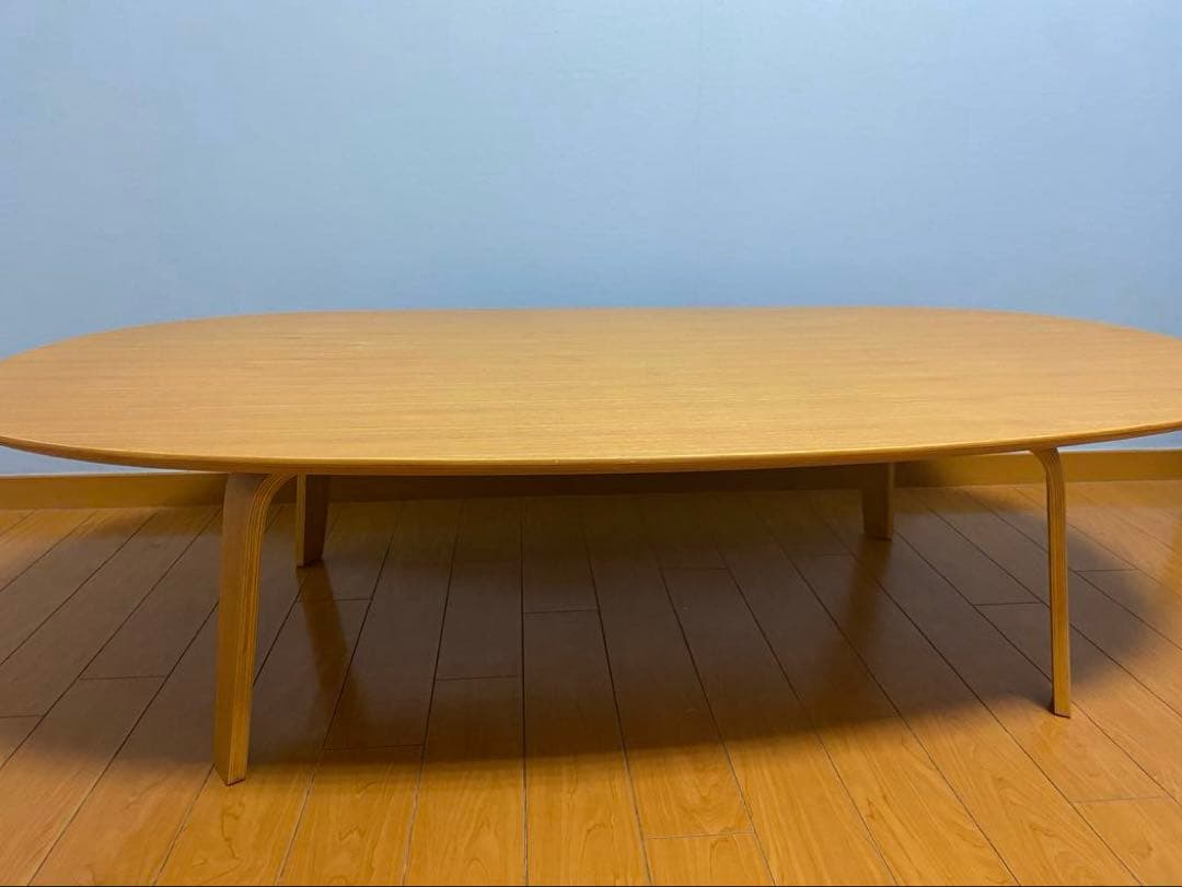 【値下げ】無印良品　タモ材　楕円形ローテーブル