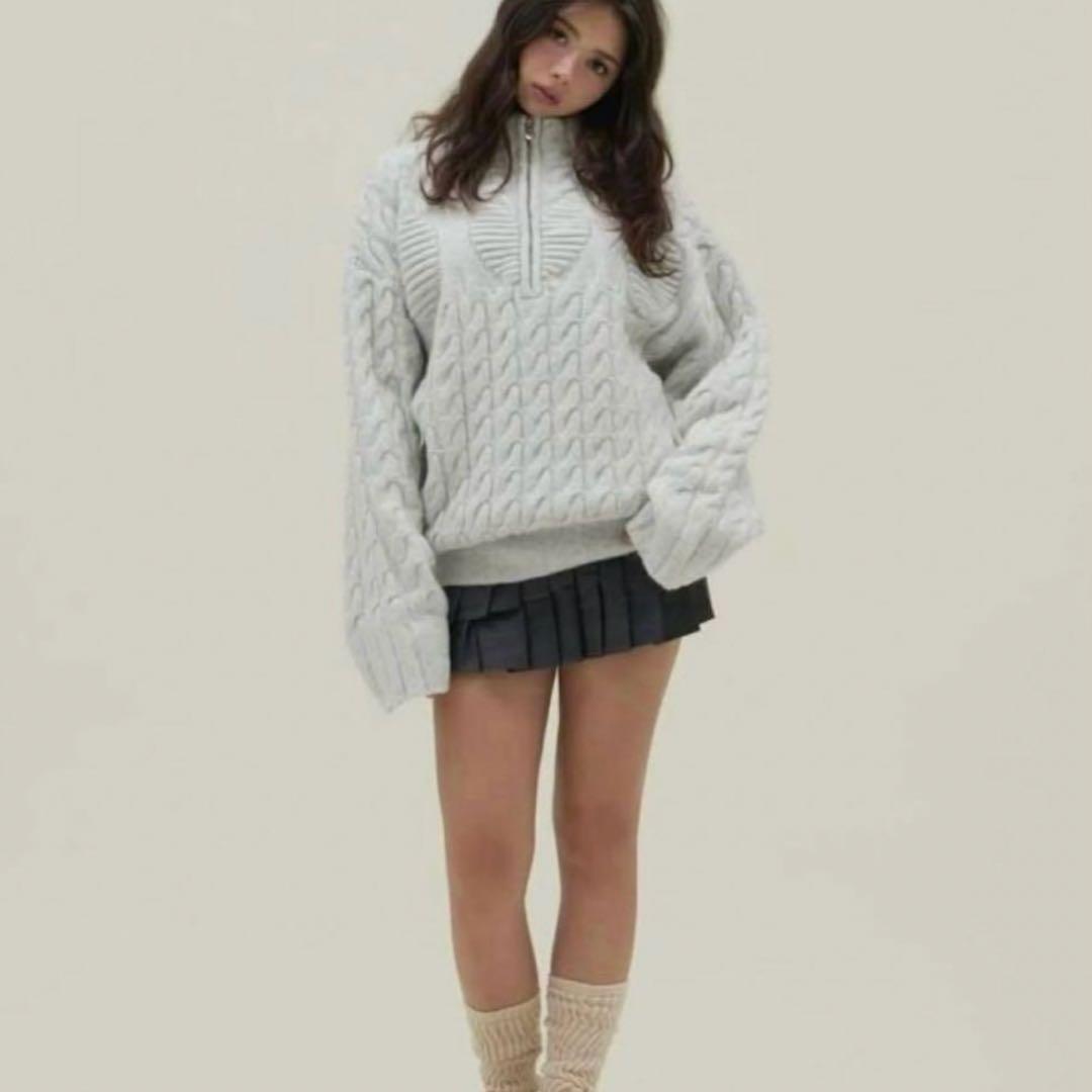 トップス Andmary Heart loose knit gray