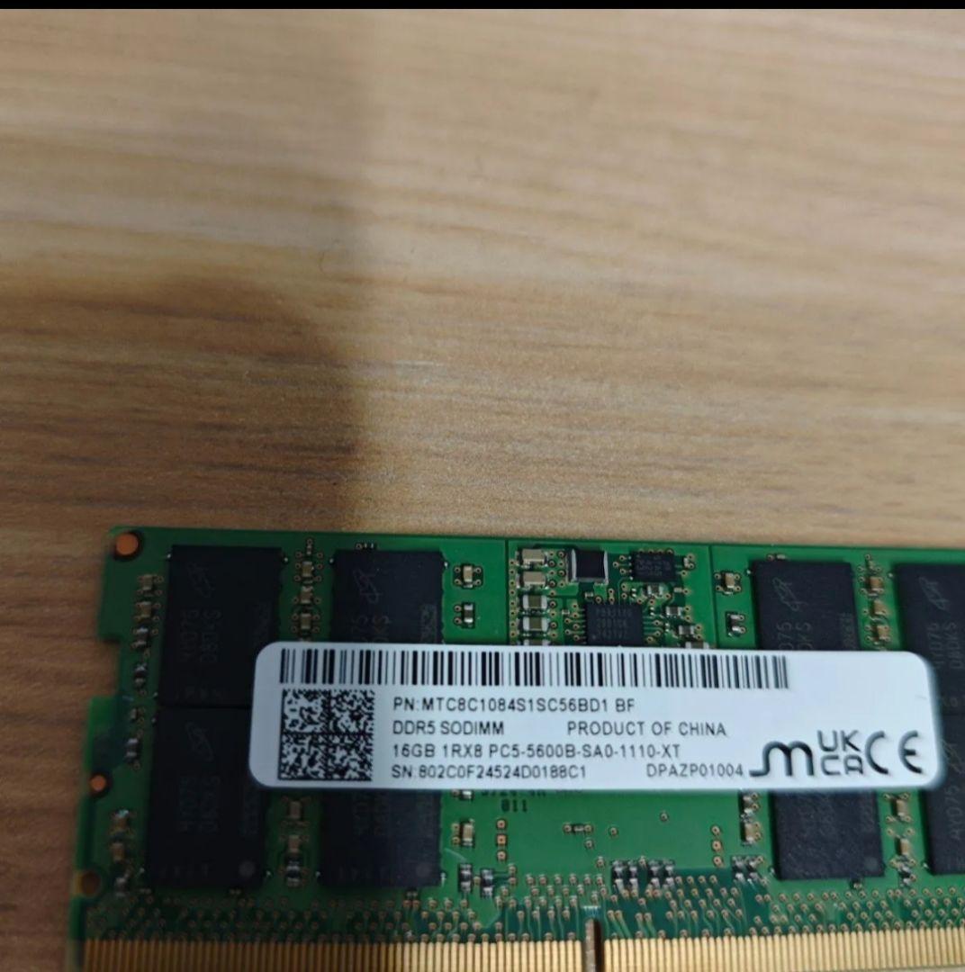 Micron製 DDR5 5600 16GB PC5-44800 動作確認@