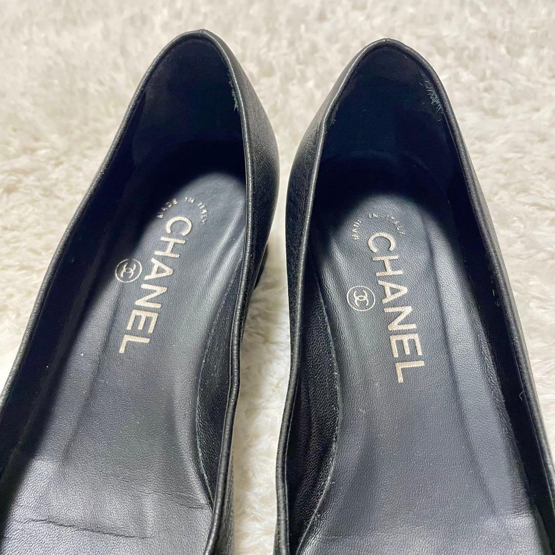 箱付き美品 CHANEL シャネル ココマーク エンボスレザー パンプス
