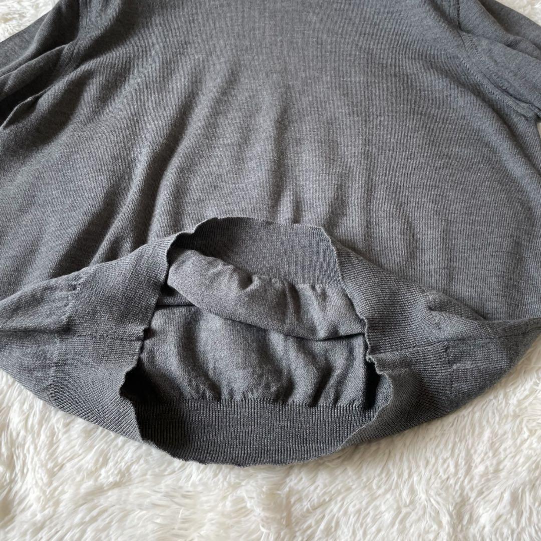 グランサッソ ウール100% モックネック 12G セーター L グレー 伊製