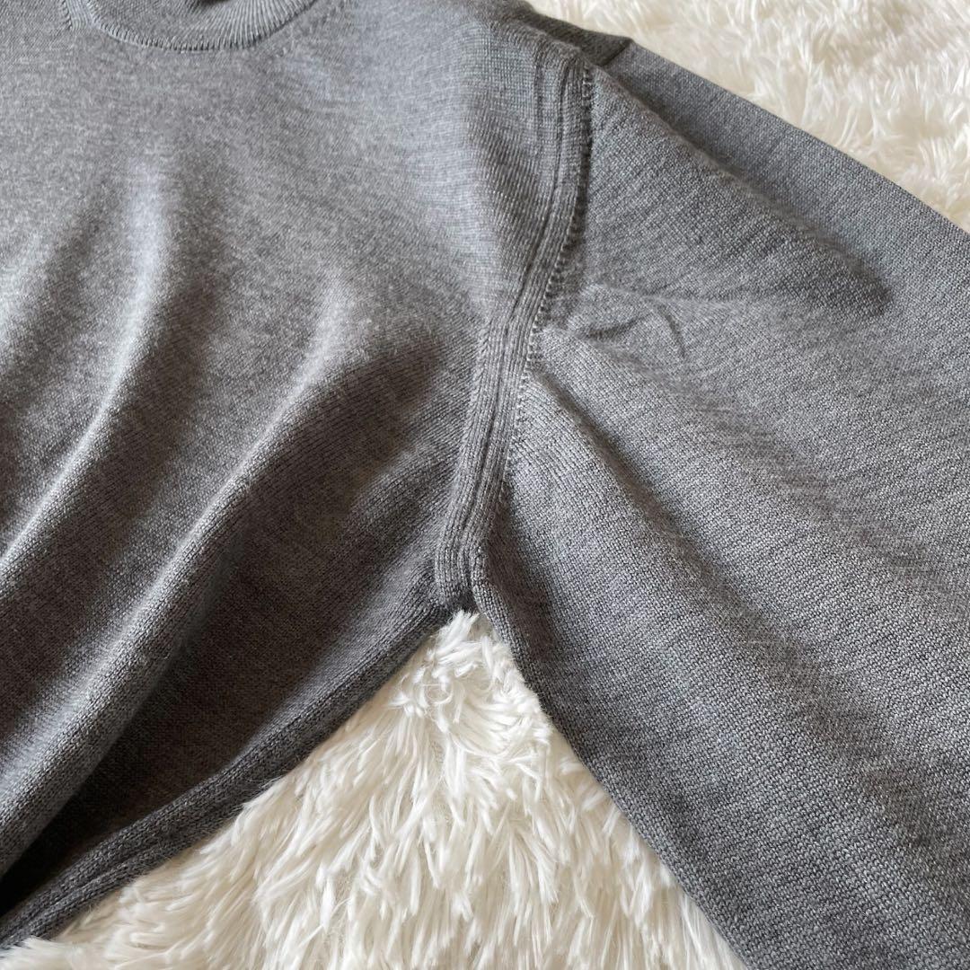 グランサッソ ウール100% モックネック 12G セーター L グレー 伊製