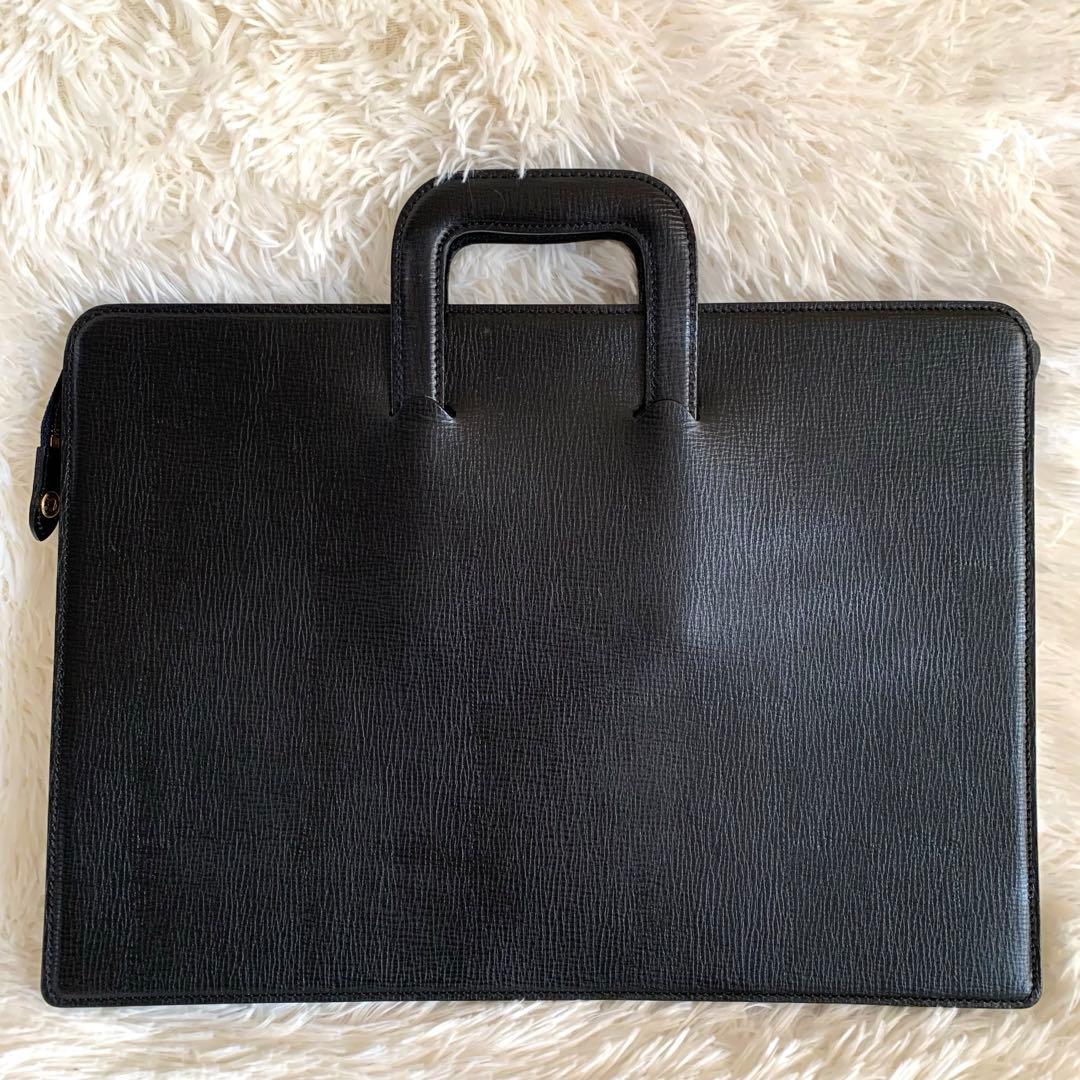 美品❣️BURBERRY ビジネスバッグ ペンチェック レザー 黒　鍵付　A4可能