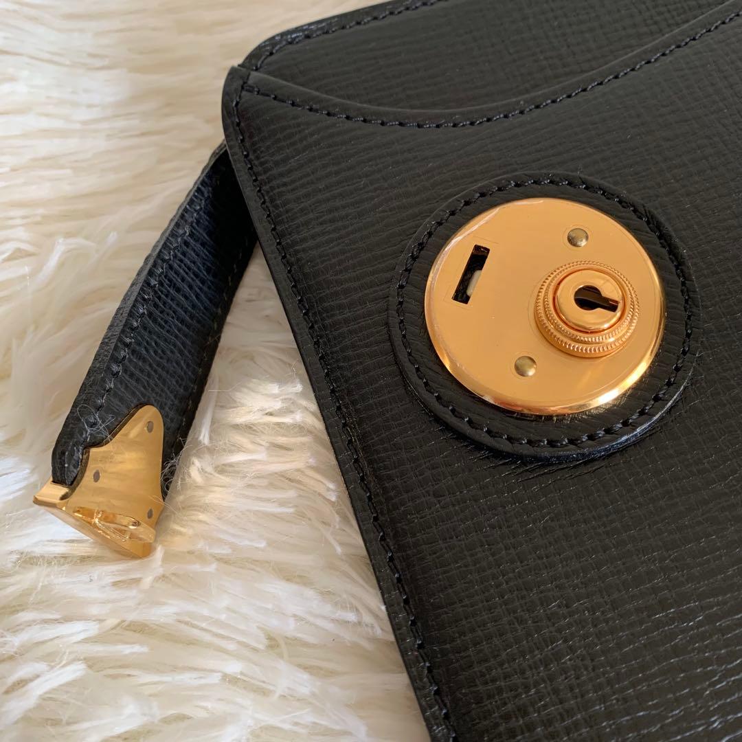 美品❣️BURBERRY ビジネスバッグ ペンチェック レザー 黒　鍵付　A4可能