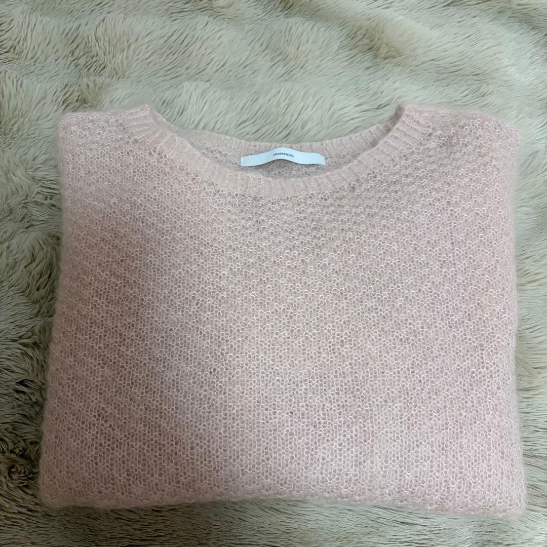 FRAMeWORK フレームワーク モヘヤmixカノコ柄プルオーバー ピンク