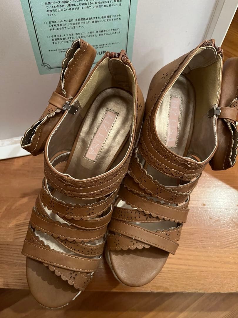 LIZ LISA ウェッジサンダル　リボン　ブラウン　M