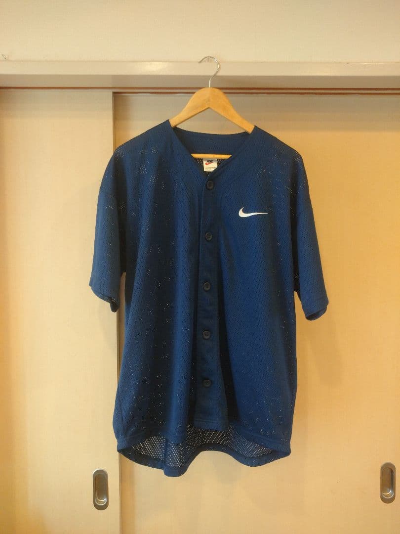 90's Nike(ナイキ)ベースボールシャツ(Mサイズ)(希少)(メッシュ)