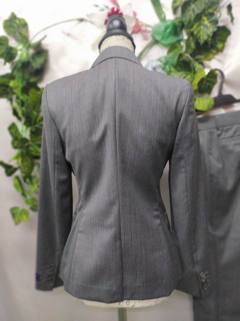 新品未使用 アンタイトル パンツスーツ 3 Lグレー ストライプ イタリア素材