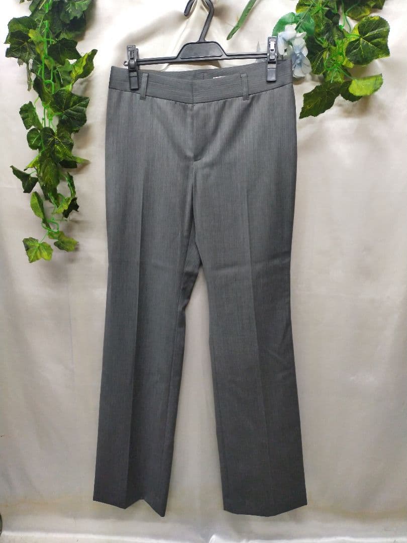 新品未使用 アンタイトル パンツスーツ 3 Lグレー ストライプ イタリア素材