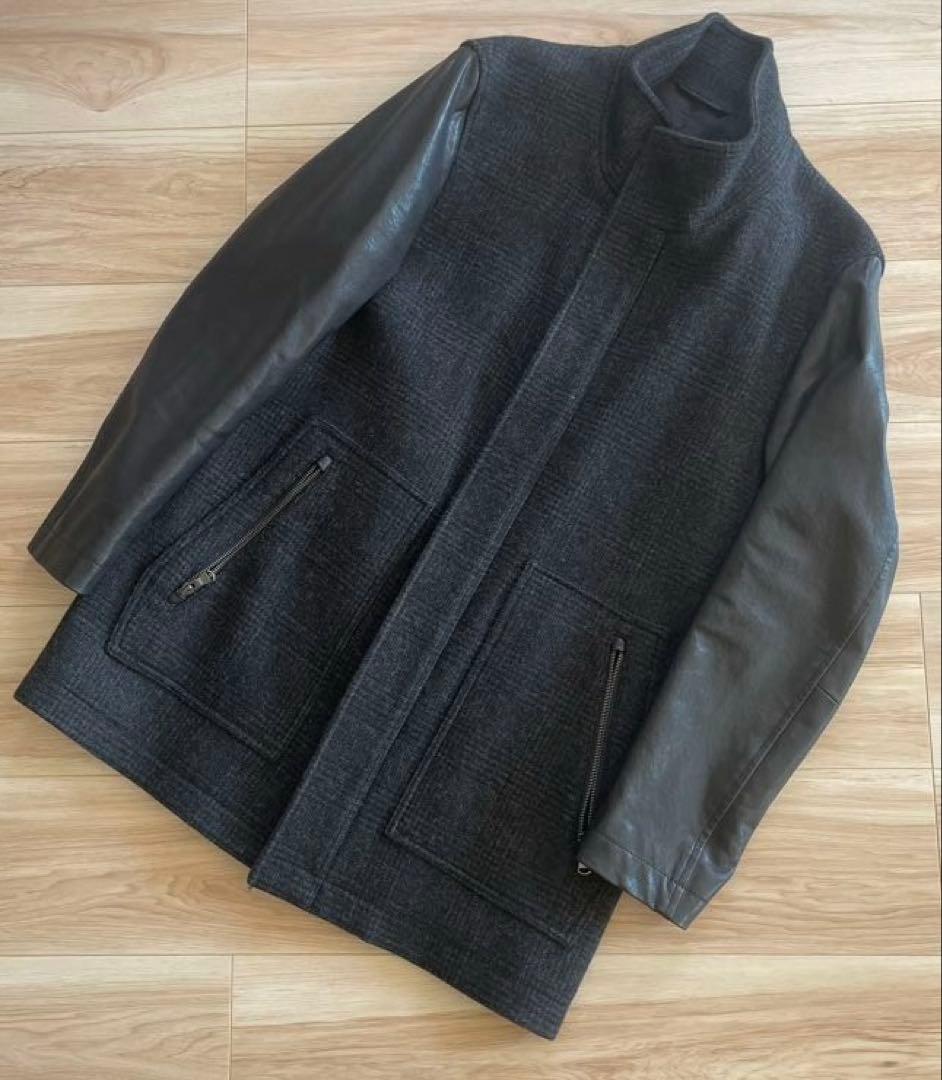 ⭐️JOSEPH HOMME46ジョセフオム ウール・レザー スタンドカラーコート