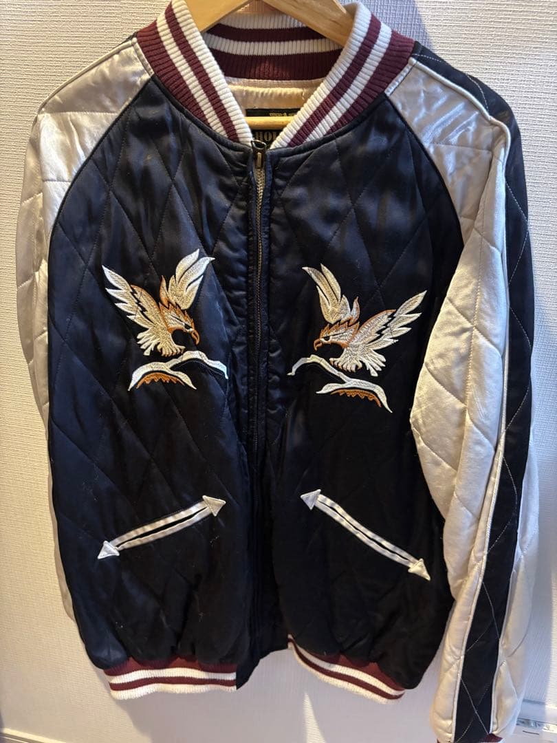 HOUSTON レーヨン スカジャン ALASKA HAWK柄 51216 L