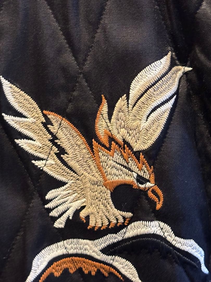 HOUSTON レーヨン スカジャン ALASKA HAWK柄 51216 L