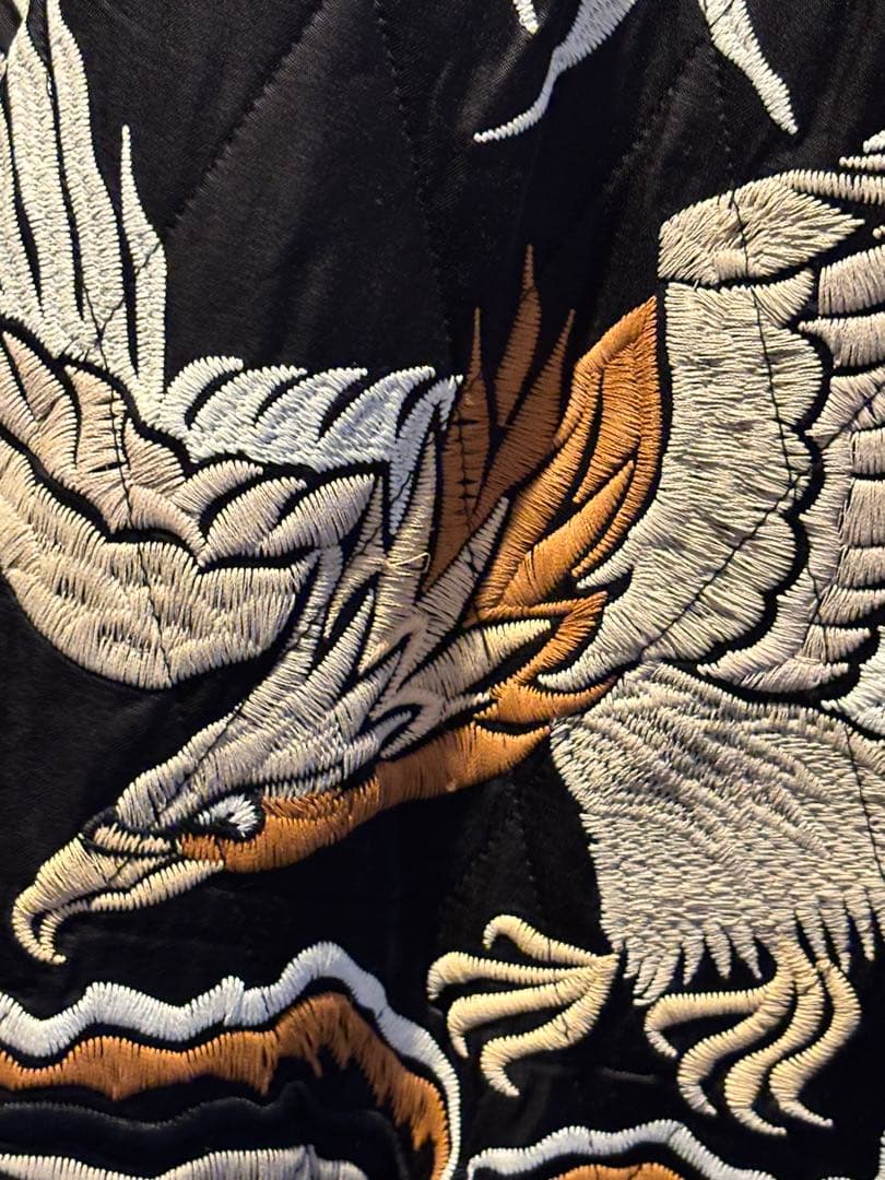 HOUSTON レーヨン スカジャン ALASKA HAWK柄 51216 L