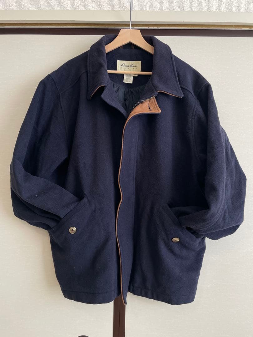 Eddie Bauer USA製80sウールジャケット Lサイズネイビー最終価格