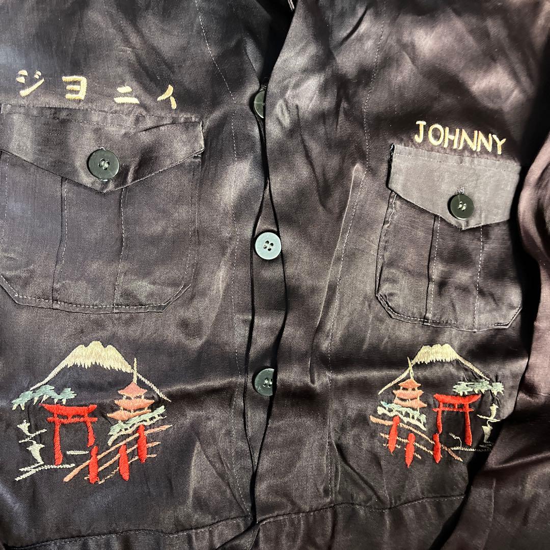 サテン　ビンテージ　古着　30s スカシャツ