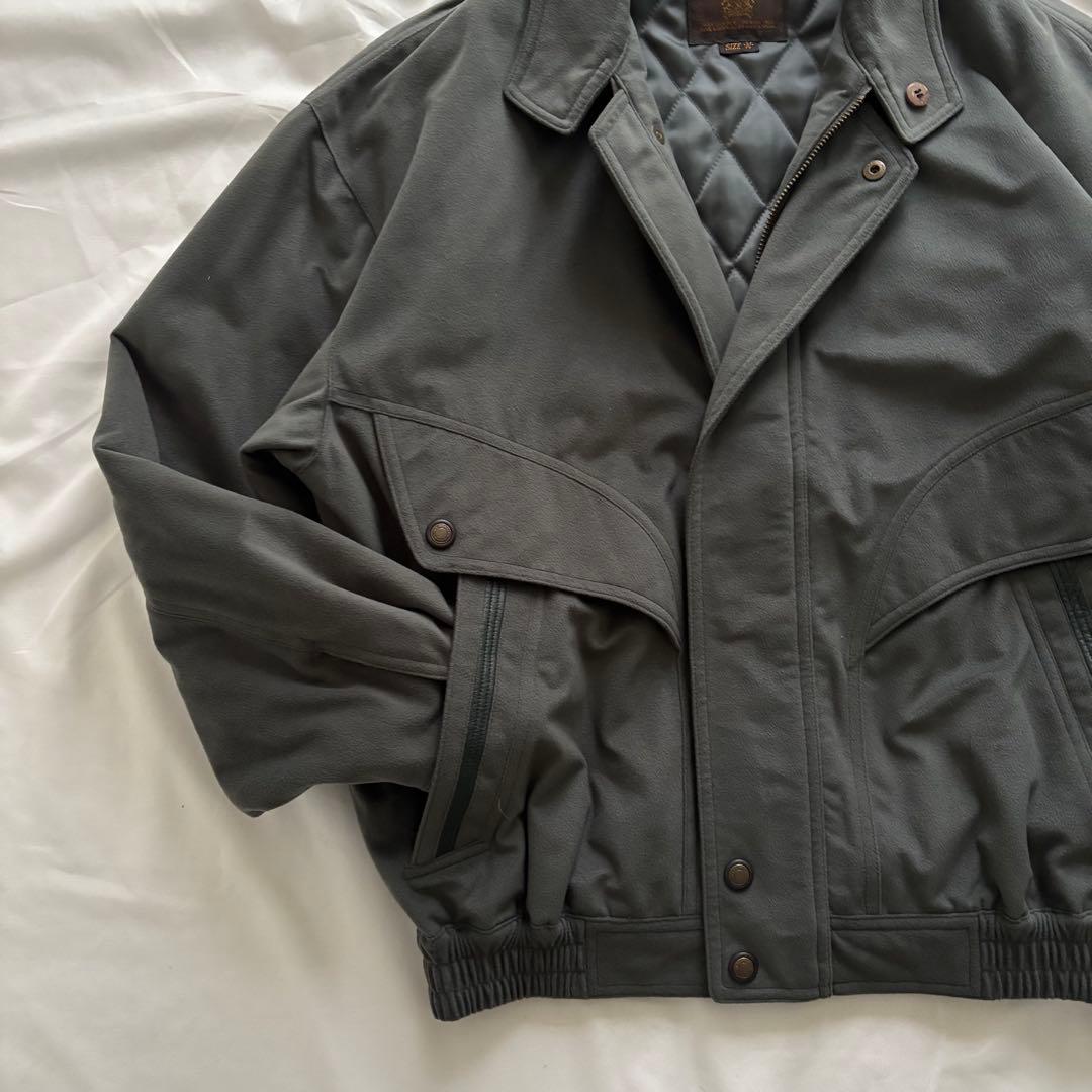 90’s vintage 短丈中綿ブルゾン ダークグリーン スエード調 アメカジ