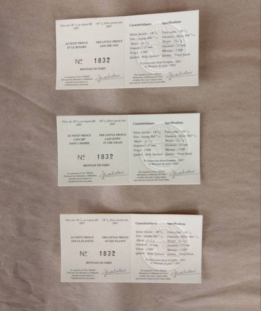 SALE✧星の王子さまフランス版発行60周年記念（銀貨）銅メダルセット✧