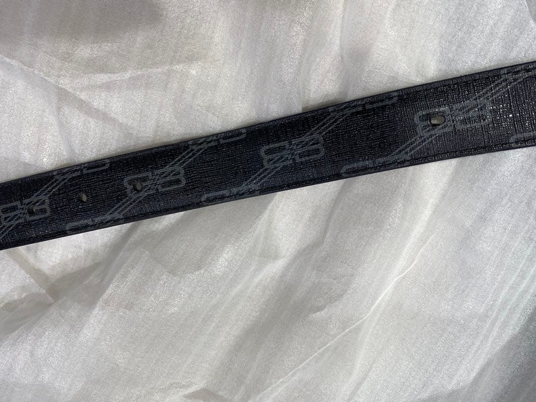 中古 BALENCIAGA バレンシアガ BBバックル ベルト モノグラムレザー