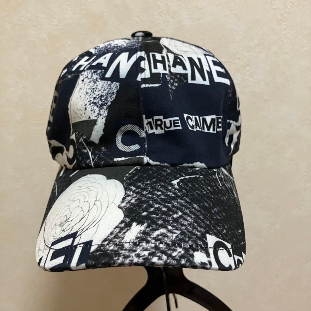 CHANEL シャネル ロゴ スナップボタン キャップ ネイビーブラック