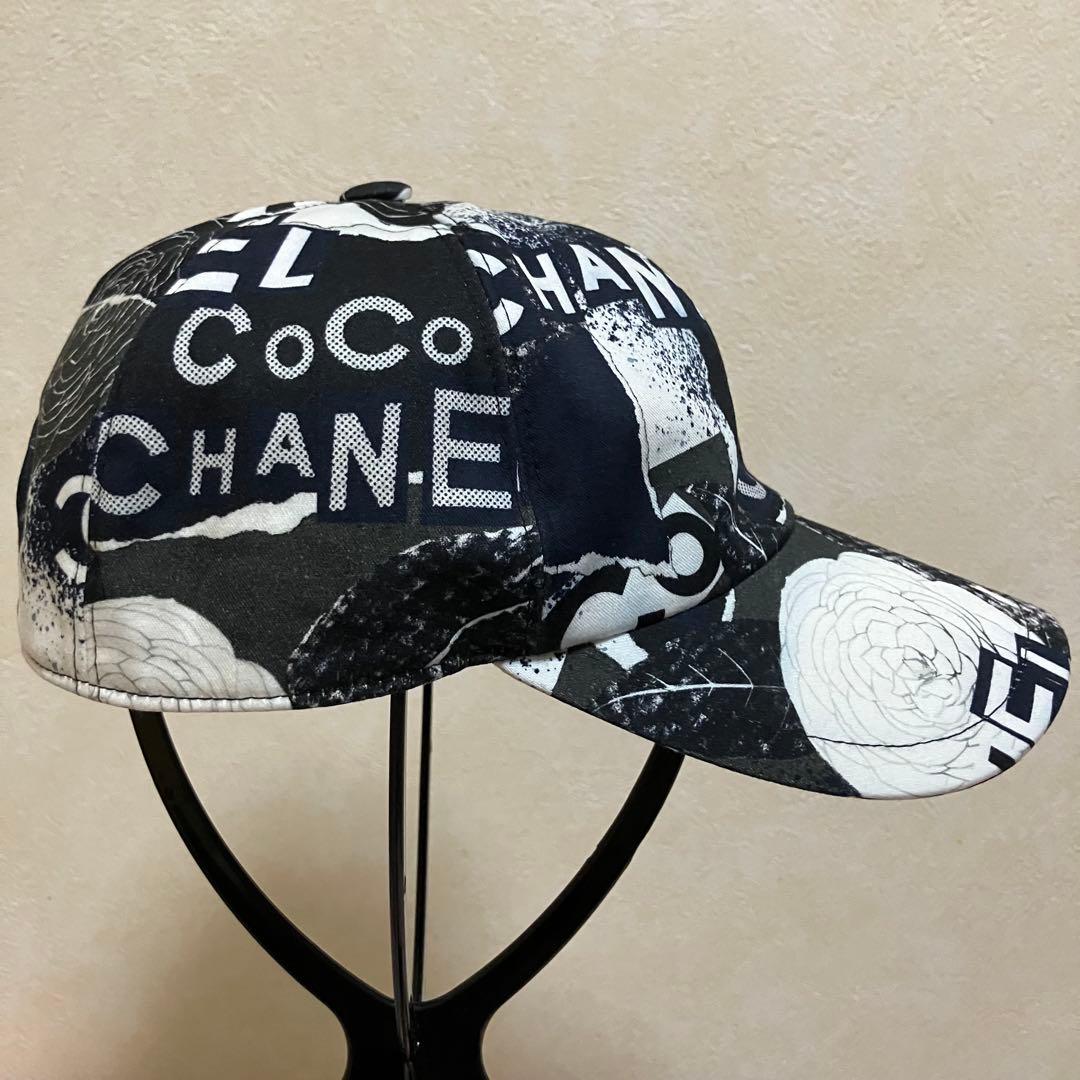 CHANEL シャネル ロゴ スナップボタン キャップ ネイビーブラック