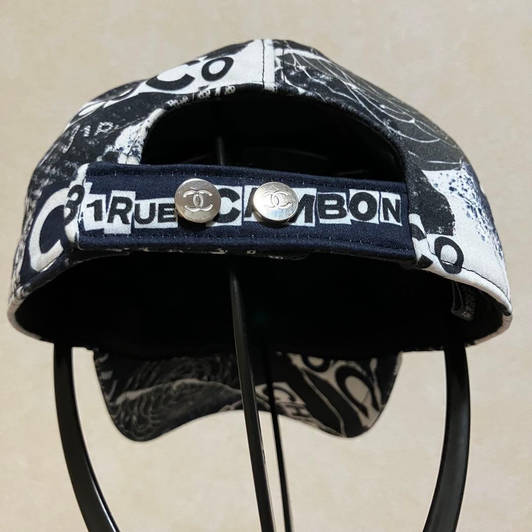 CHANEL シャネル ロゴ スナップボタン キャップ ネイビーブラック