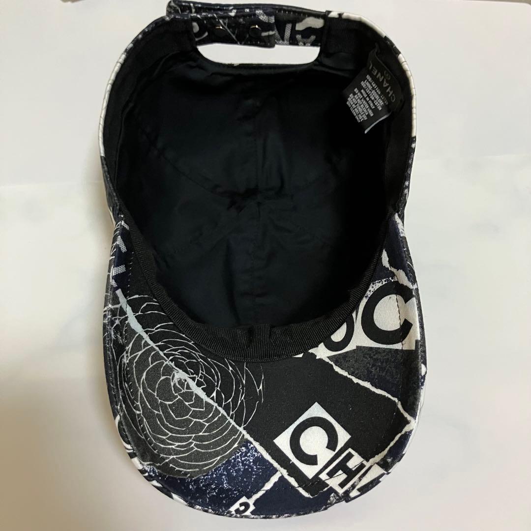 CHANEL シャネル ロゴ スナップボタン キャップ ネイビーブラック