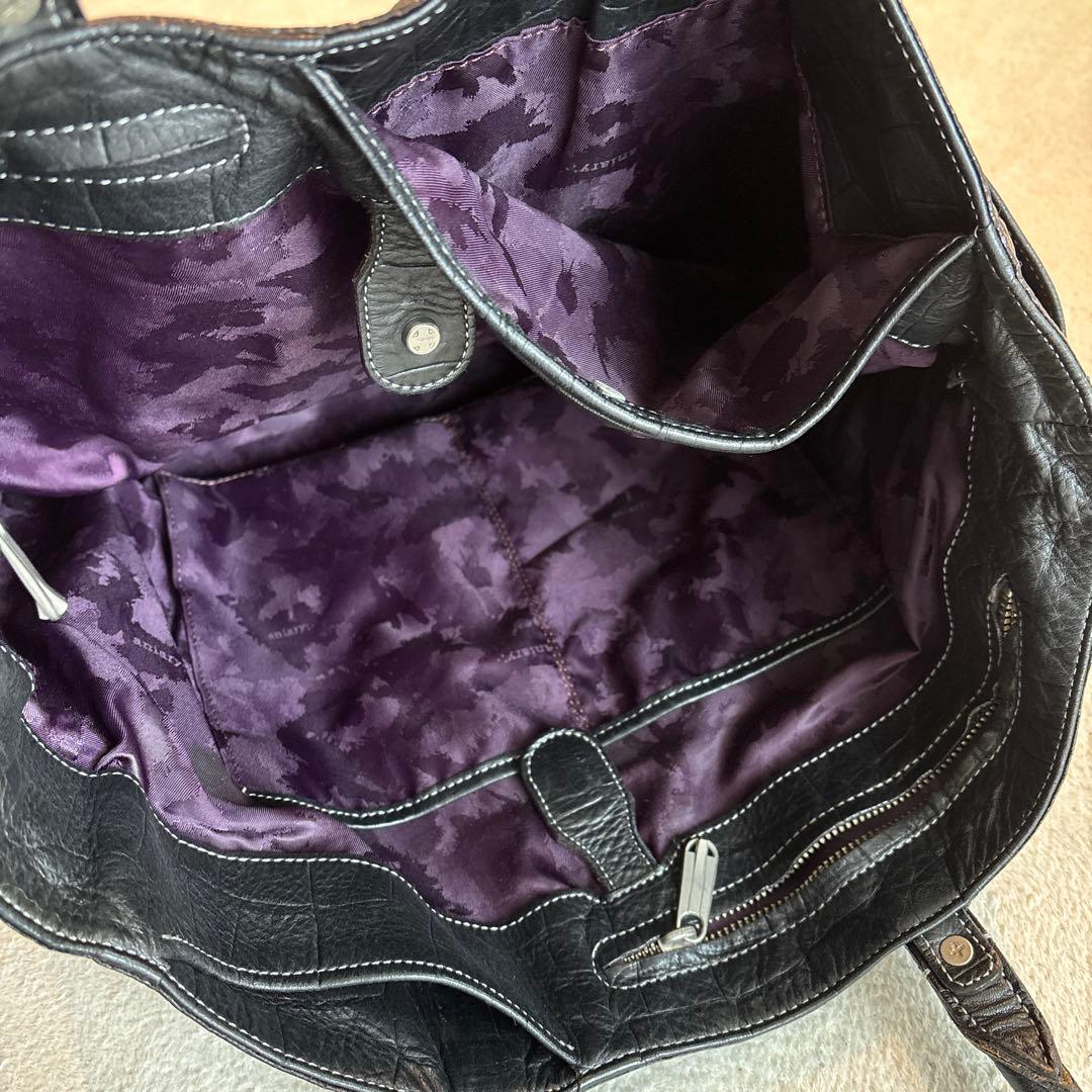 aniary ブラックレザー トートバッグ