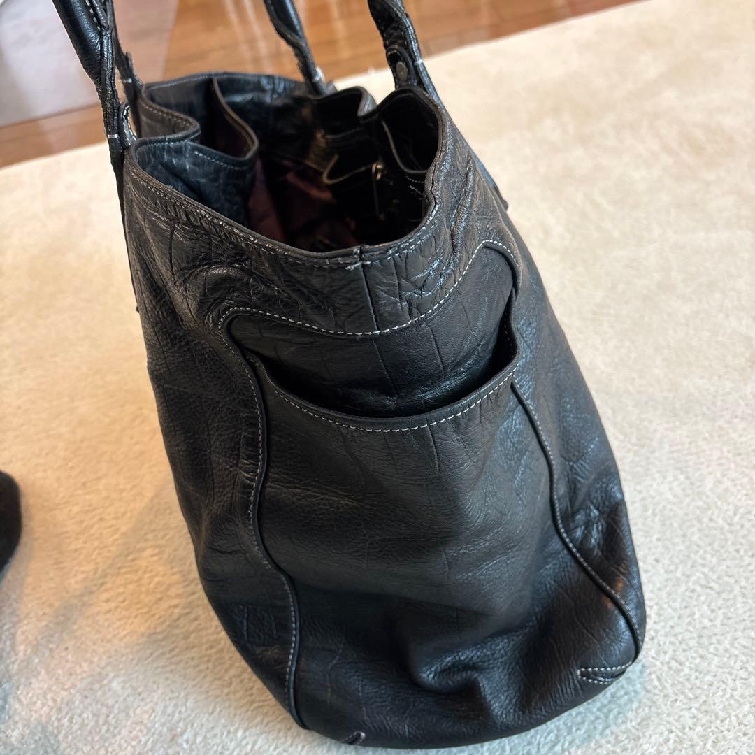 aniary ブラックレザー トートバッグ