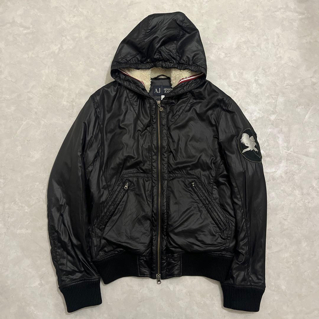 ジャケット・アウター ARMANI JEANS Hooded Bomber Fur Jacket