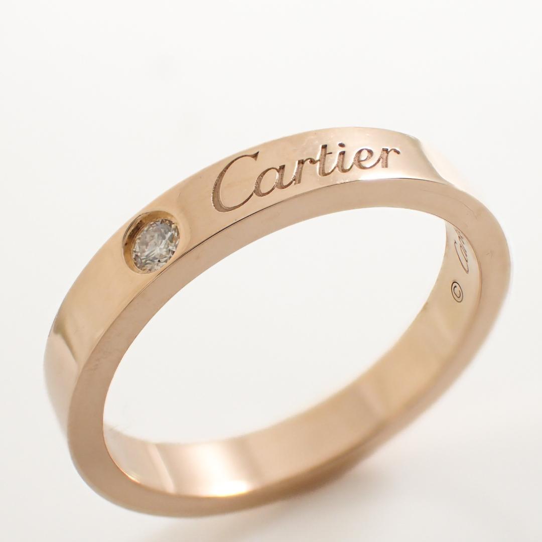 カルティエ Cartier K18PG 1PD エングレーブド リング 51号