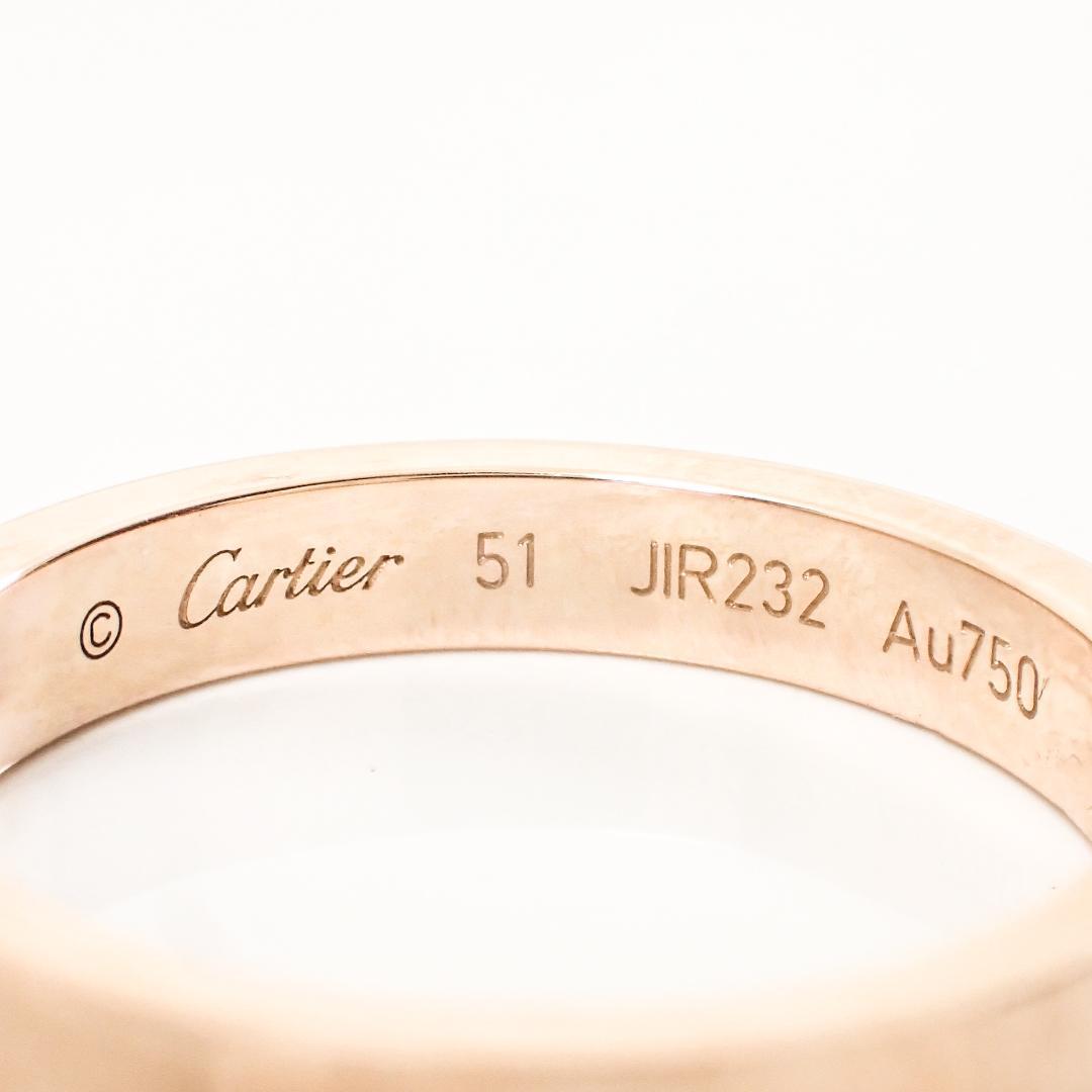 カルティエ Cartier K18PG 1PD エングレーブド リング 51号