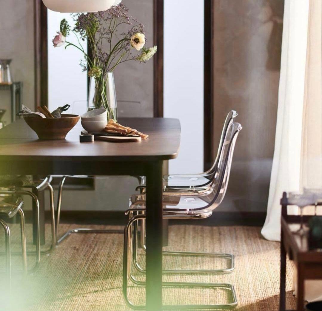 新品未使用IKEA トービアスTOBIAS チェア透明椅子クロムメッキ