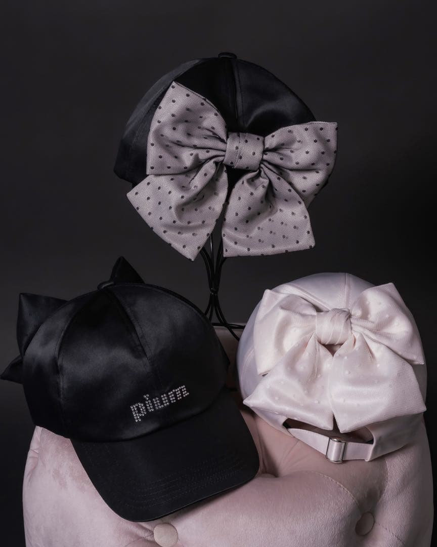 【pium】バックリボンサテンキャップ(BK)