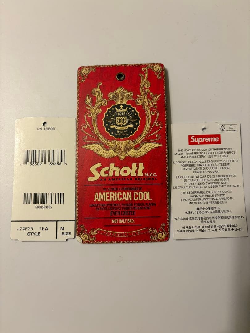 ジャケット・アウター Supreme x Schott Leather Racer Jacket M