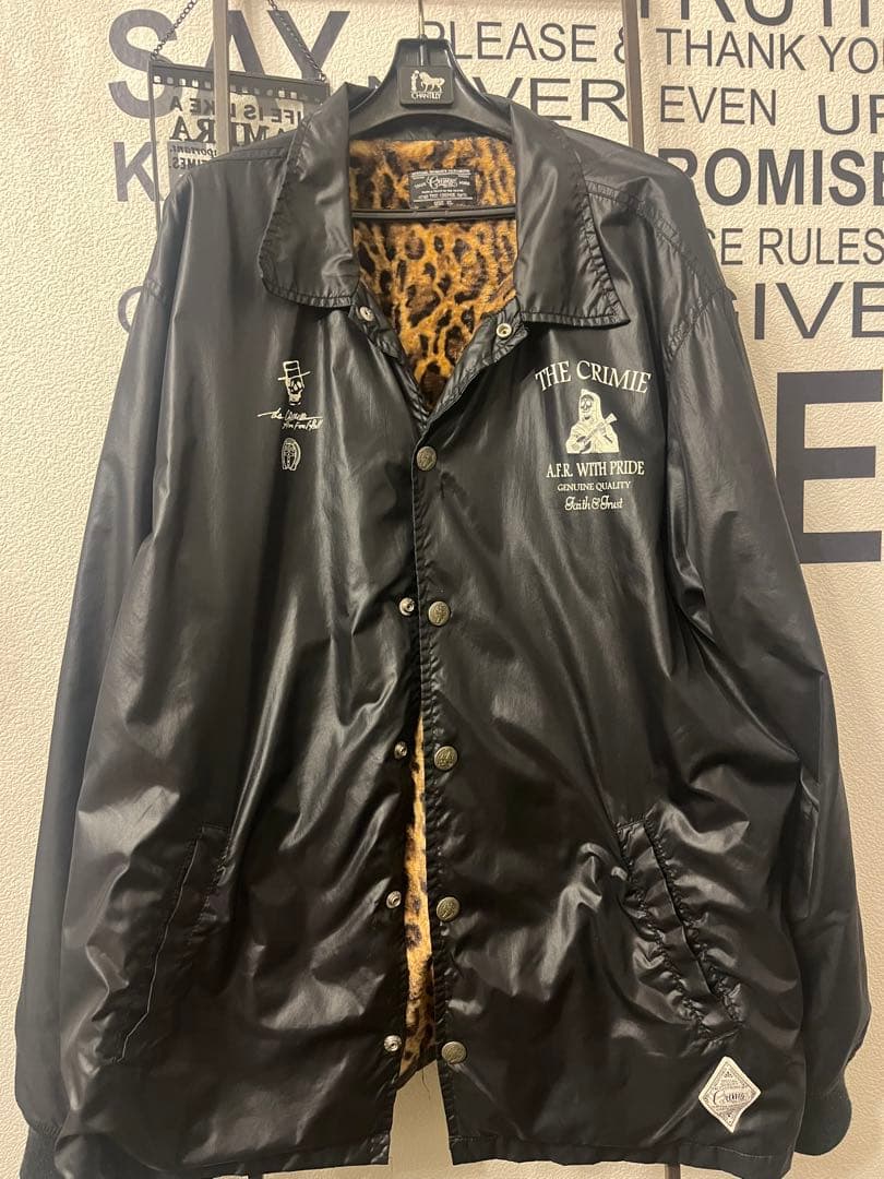 ブラック レオパード裏地 コーチジャケット