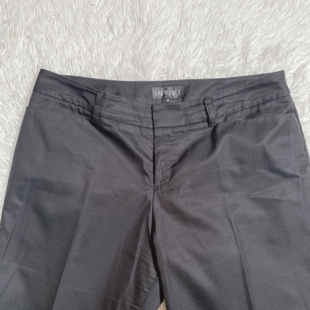 大きいサイズ　インディヴィ　パンツスーツ　セットアップ　ブラック　48