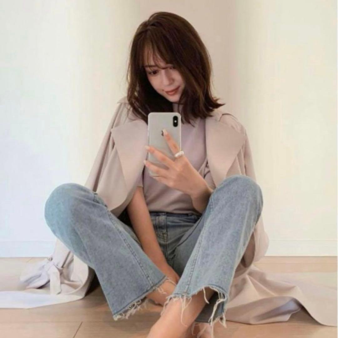 anuans セミフレアカットオフデニムパンツ