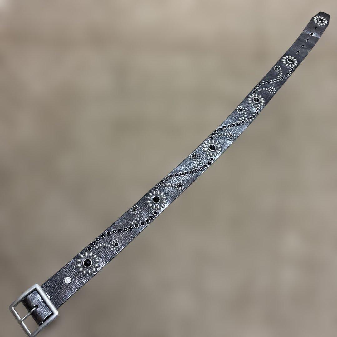 32inch HTC 希少　フラワースタッズベルト　ブラック　茶芯