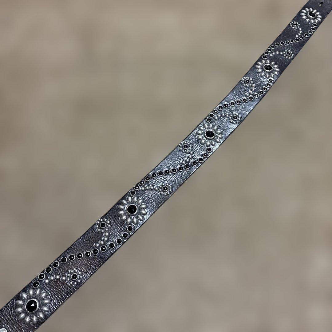 32inch HTC 希少　フラワースタッズベルト　ブラック　茶芯