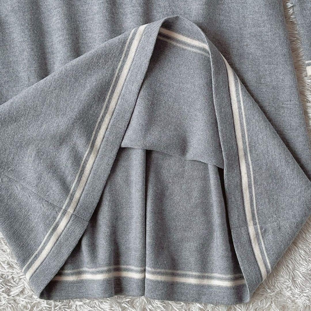 【美品】フォクシー ニットワンピースドレス トロンプ・ルイユ 長袖 グレー