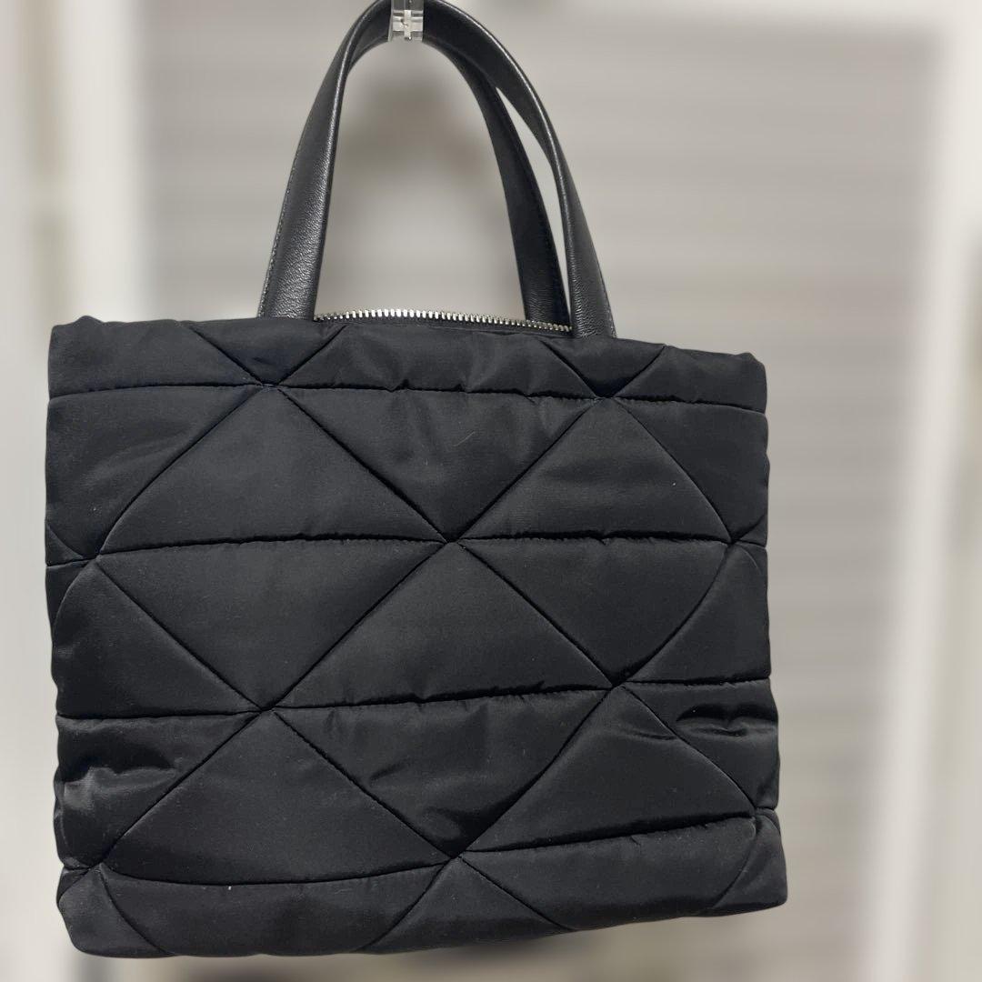 プラダ　パデッドRe-Ｎylon✖️レザー　　トートバッグ　黒　美品！