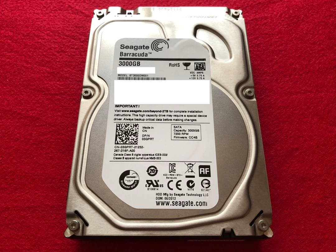 内蔵型ハードディスクドライブ SEAGATE ST3000DM001 HDD