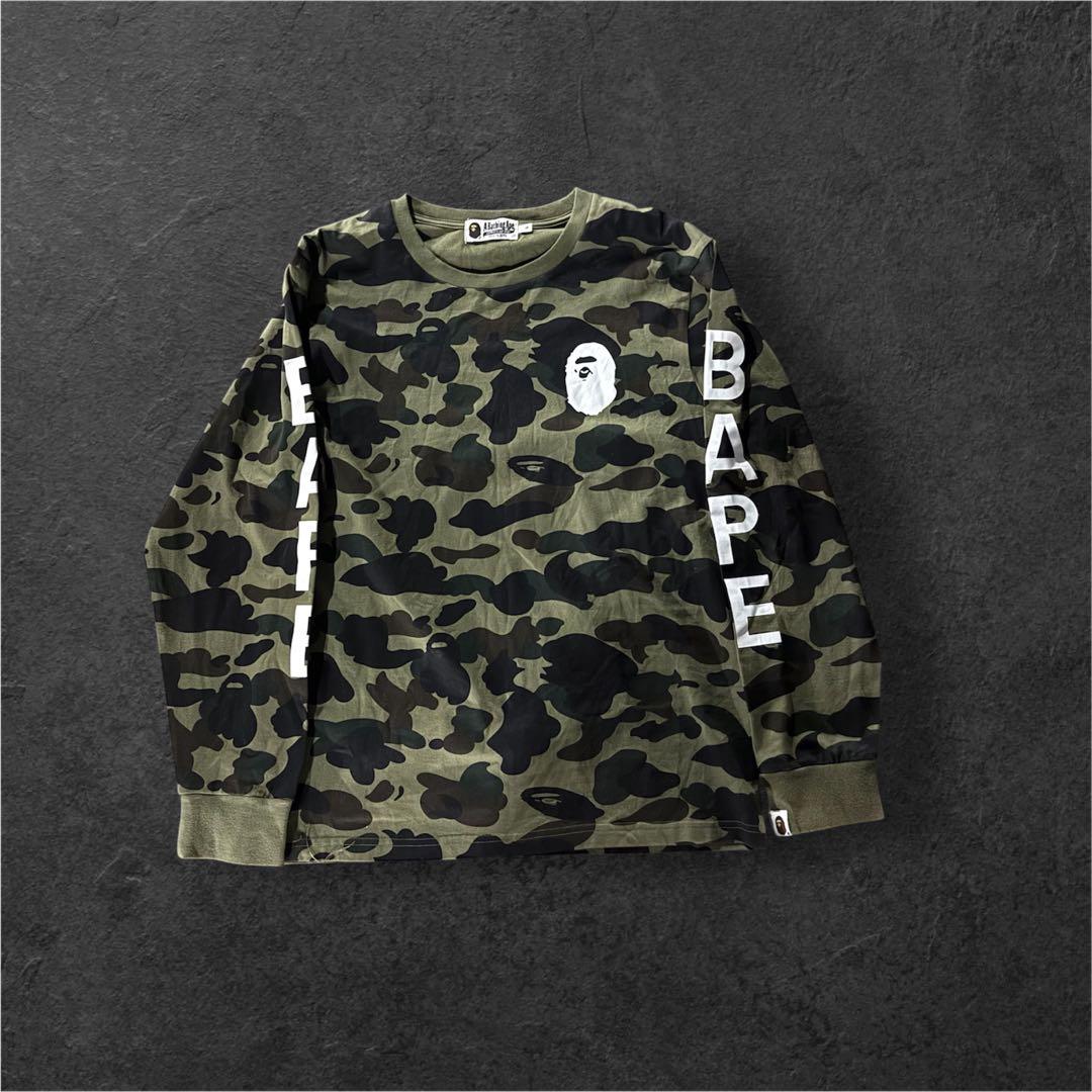 「美品」　BAPE 迷彩　人気カラー　ロンT 短丈　y2k