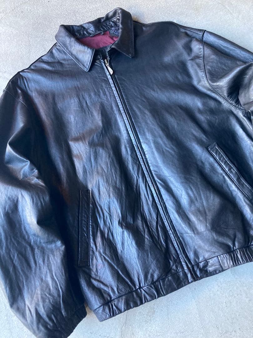 90s レザースウィングトップ ジップレザー L vintage